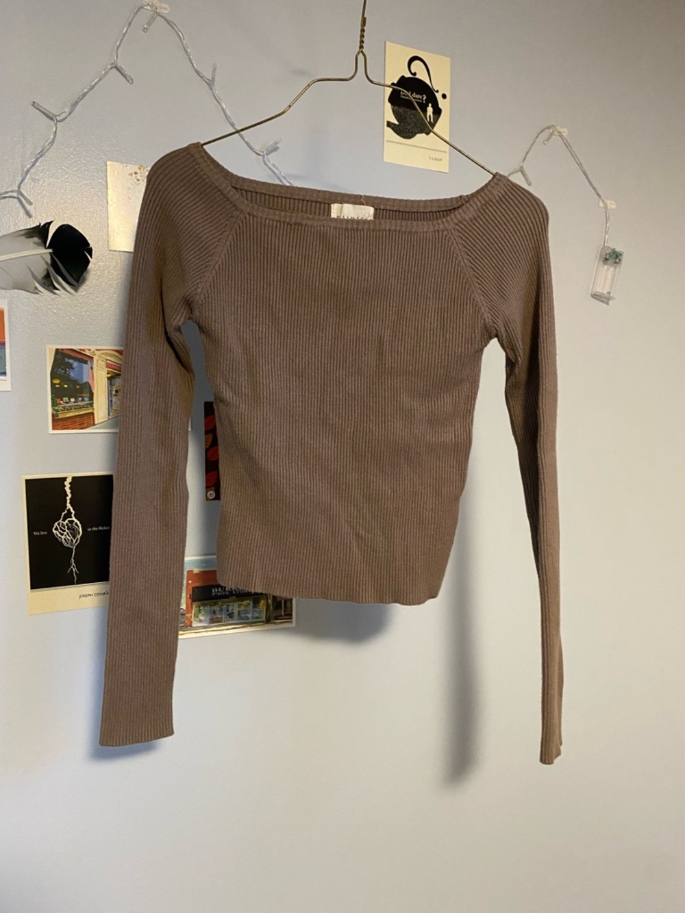 Dreamers Ribbed Long Sleeve Top - Taupe